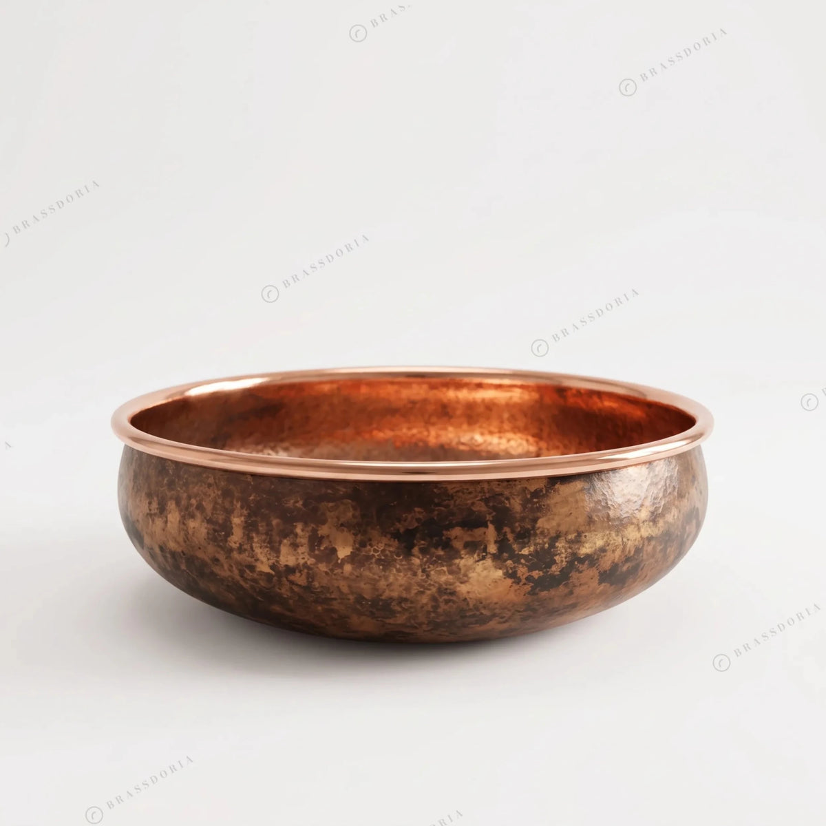 Hammered Copper Bathroom Sink – Dark Brown Patina Vessel Basin - BRASSDORIA