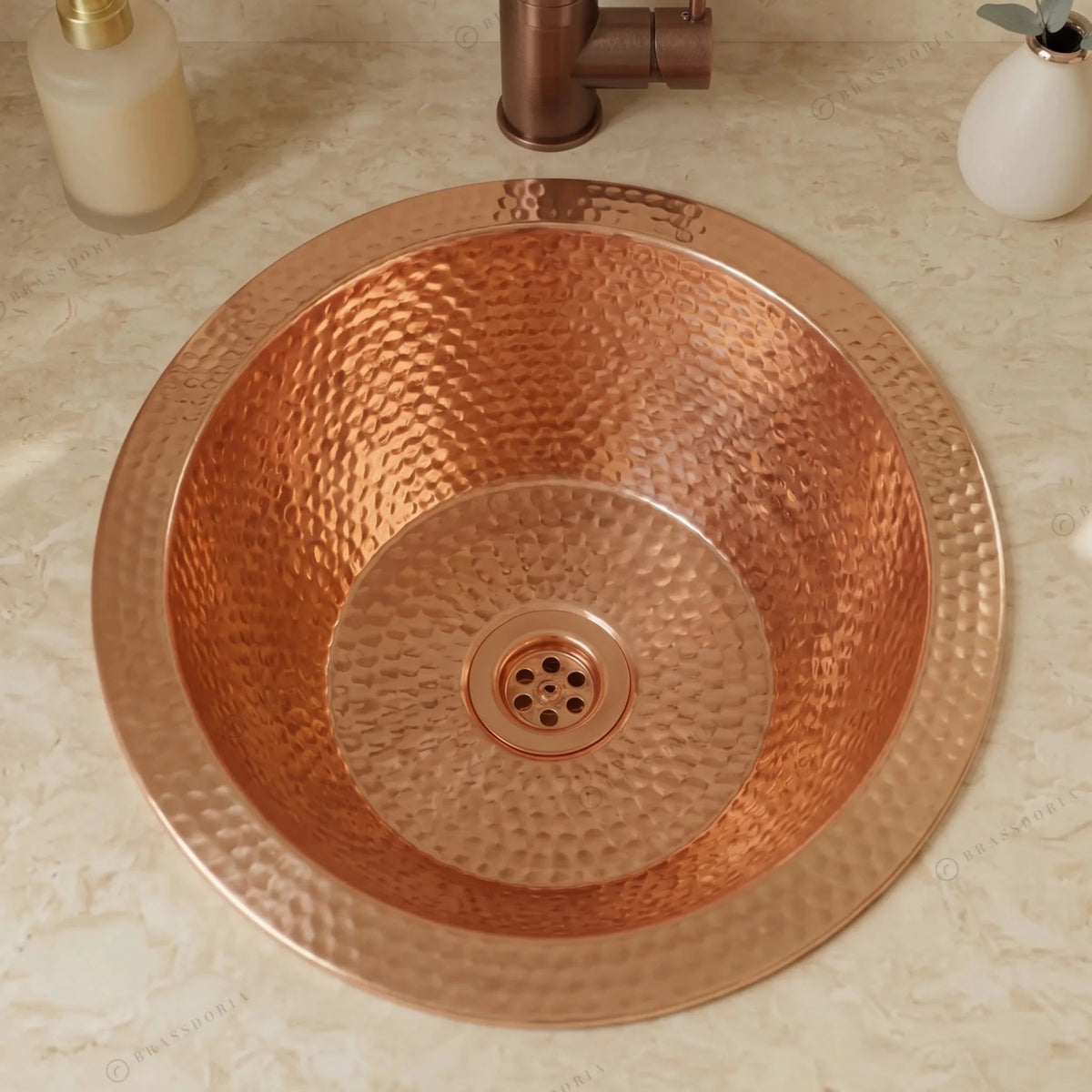 Hammered Copper Bathroom Sink – Handcrafted Vessel & Undermount Wash Basin - BRASSDORIA