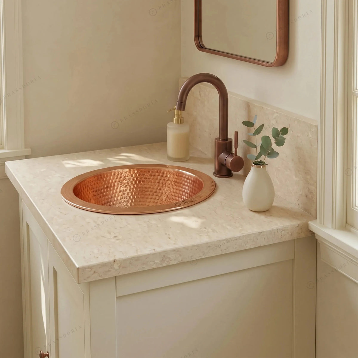 Hammered Copper Bathroom Sink – Handcrafted Vessel & Undermount Wash Basin - BRASSDORIA