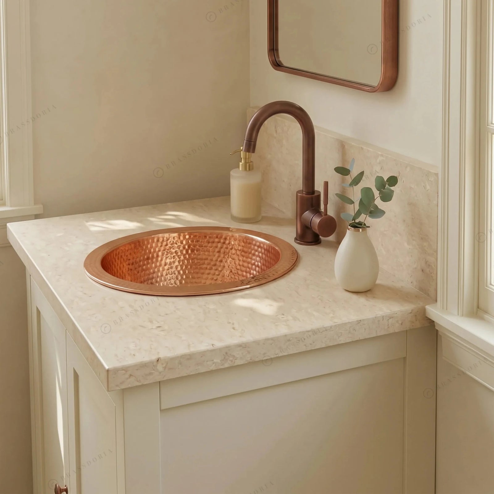 Hammered Copper Bathroom Sink – Handcrafted Vessel & Undermount Wash Basin - BRASSDORIA