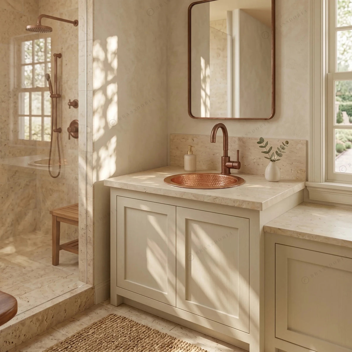 Hammered Copper Bathroom Sink – Handcrafted Vessel & Undermount Wash Basin - BRASSDORIA
