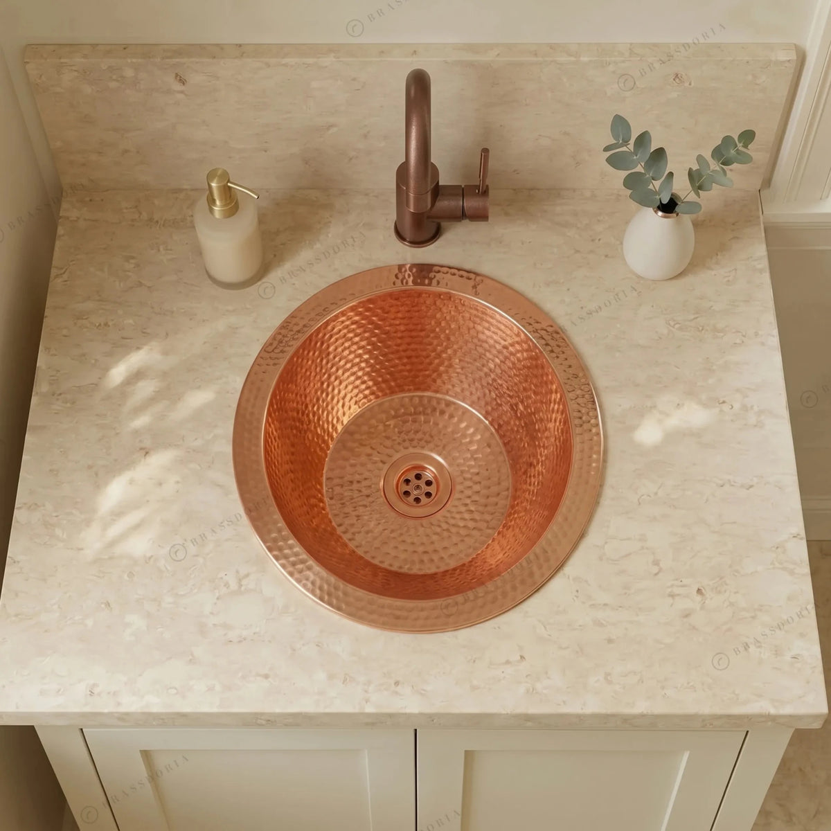 Hammered Copper Bathroom Sink – Handcrafted Vessel & Undermount Wash Basin - BRASSDORIA