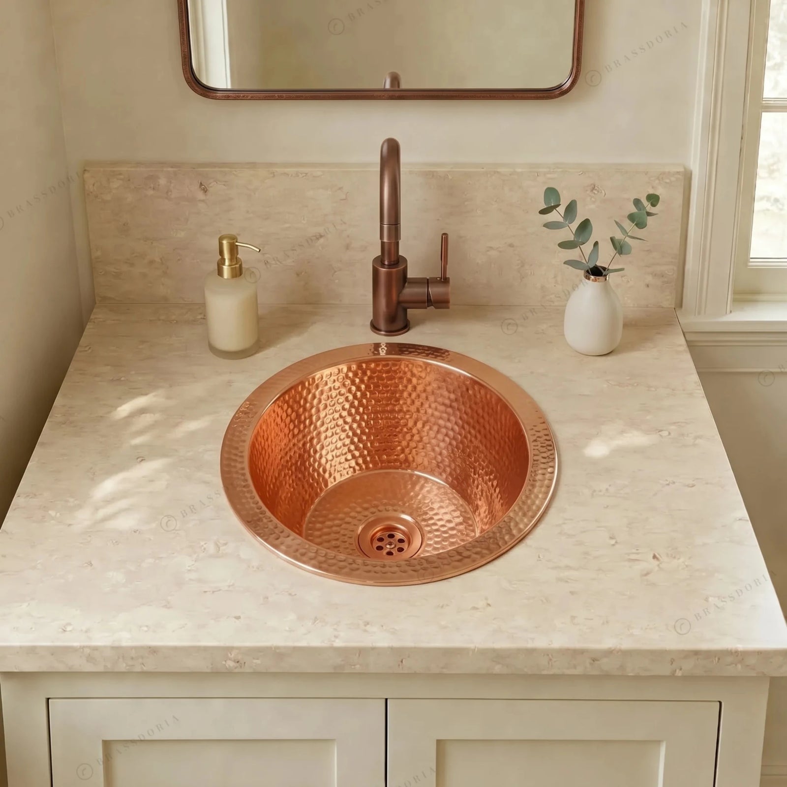 Hammered Copper Bathroom Sink – Handcrafted Vessel & Undermount Wash Basin - BRASSDORIA