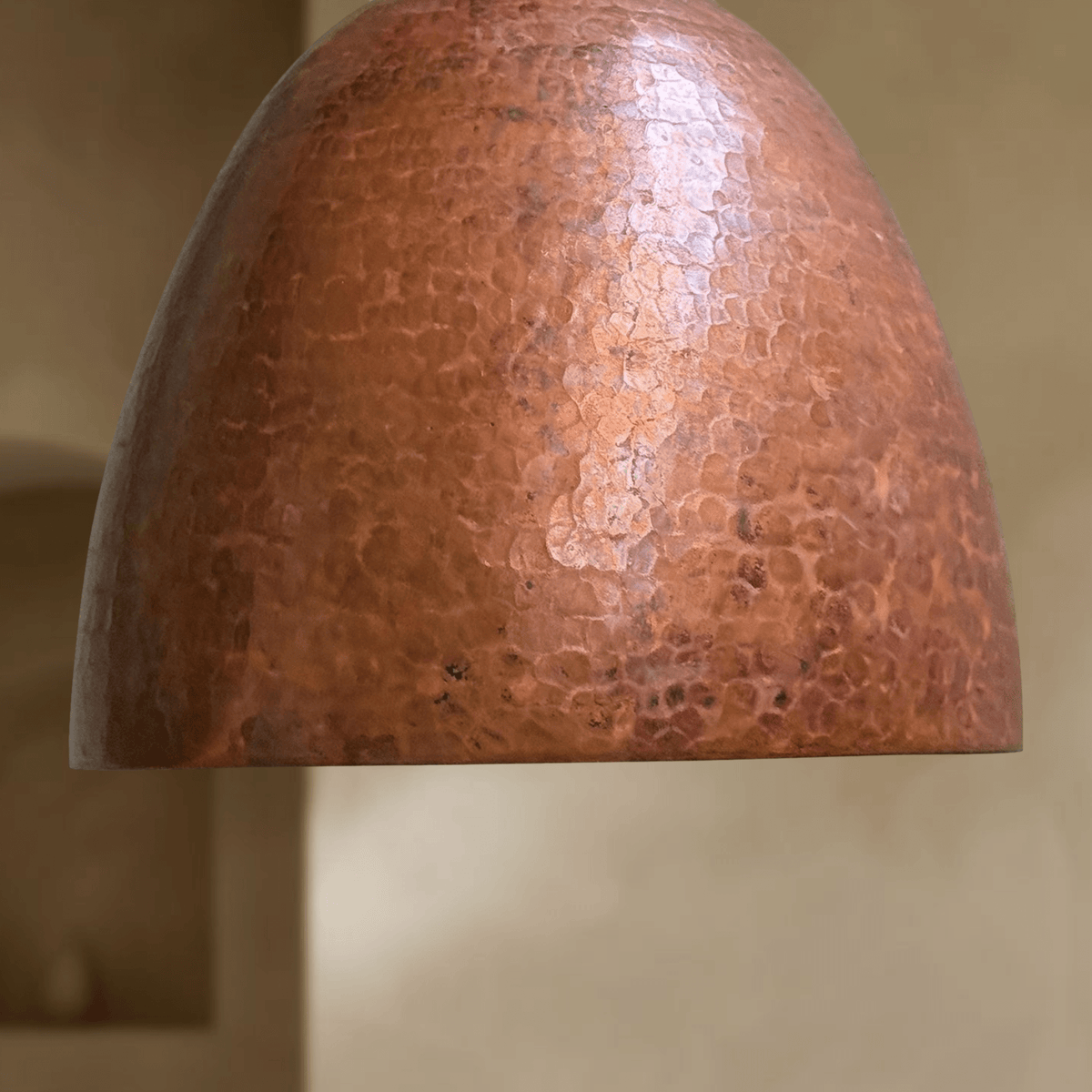 Hammered Copper Dome Pendant Light – Rustic Farmhouse Ceiling Fixture - BRASSDORIA