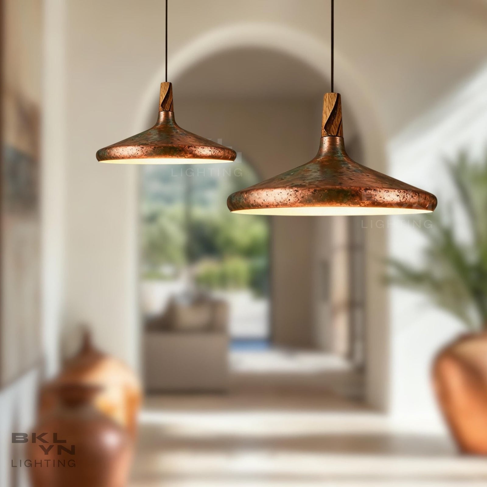 Hammered Copper Dome Pendant Light – Vintage Kitchen Island Light - BRASSDORIA