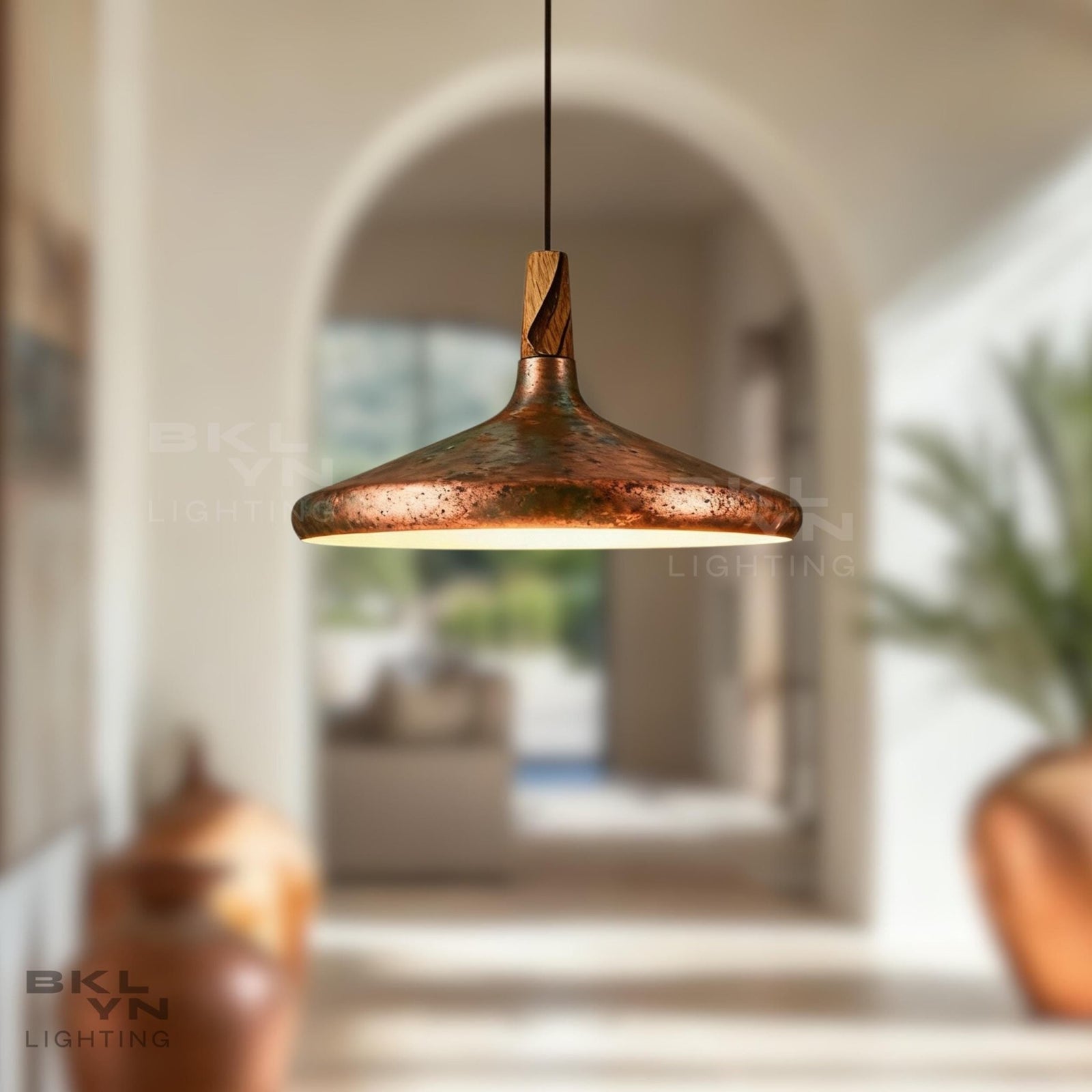 Hammered Copper Dome Pendant Light – Vintage Kitchen Island Light - BRASSDORIA