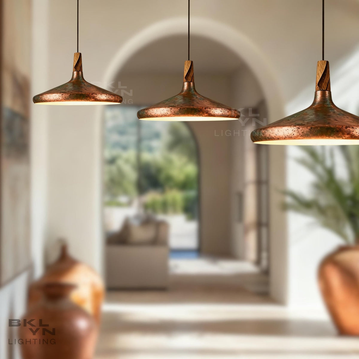 Hammered Copper Dome Pendant Light – Vintage Kitchen Island Light - BRASSDORIA
