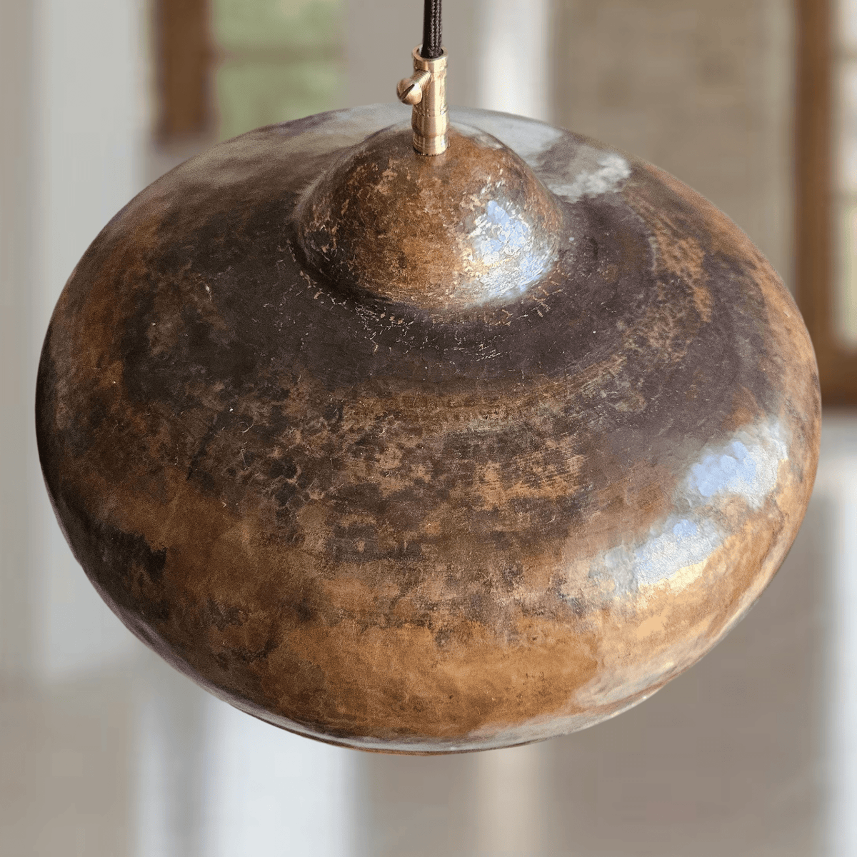 Hammered Copper Dome Pendant – Oxidized Rustic Ceiling Light for Kitchens - BRASSDORIA