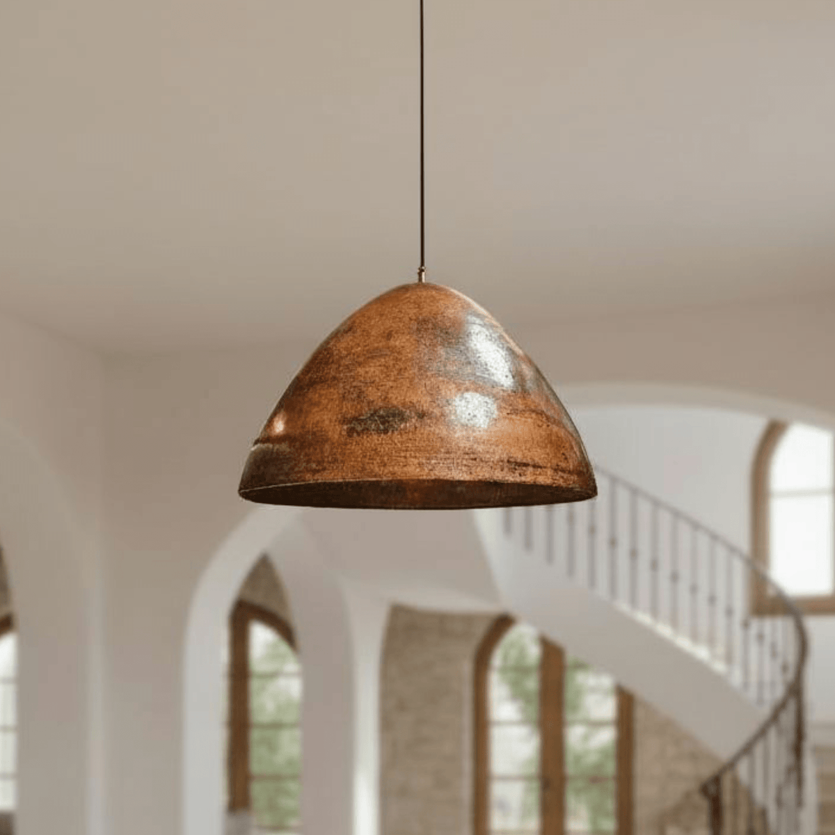 Hammered Copper Dome Pendant – Rustic Ceiling Light for Kitchen Islands - BRASSDORIA