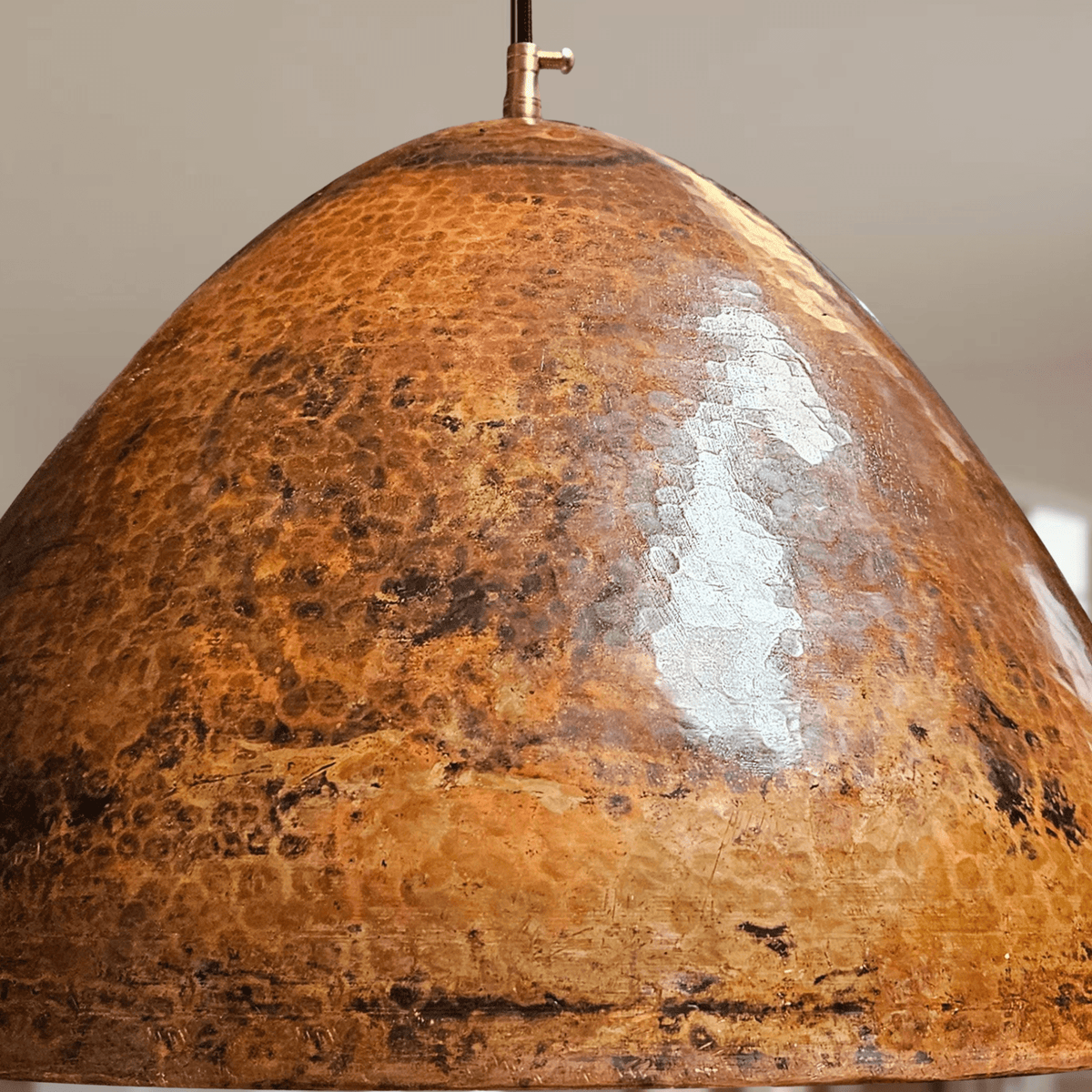 Hammered Copper Dome Pendant – Rustic Ceiling Light for Kitchen Islands - BRASSDORIA