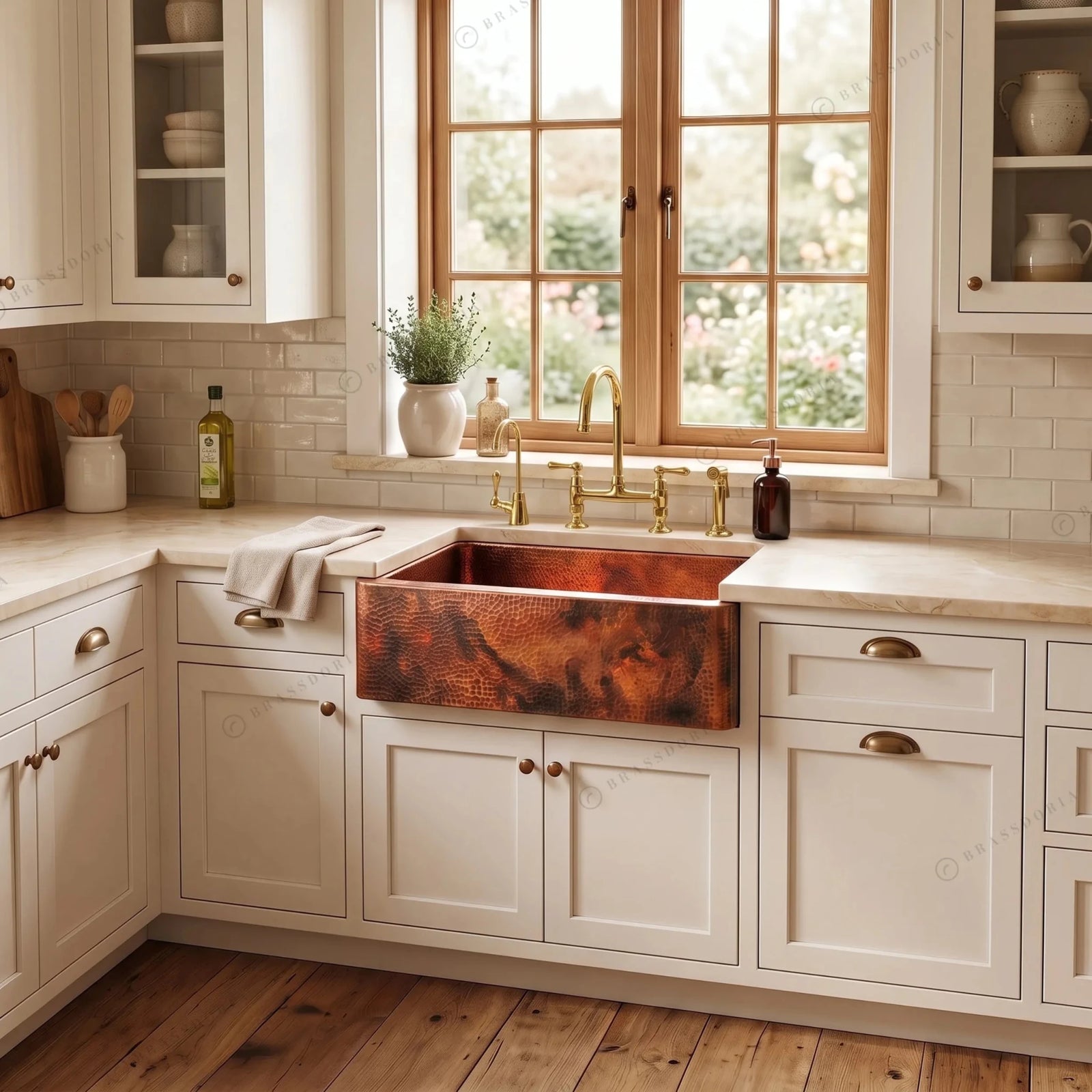 Hammered Copper Farmhouse Sink – Large Copper Kitchen Sink - BRASSDORIA