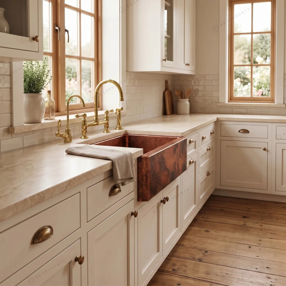 Hammered Copper Farmhouse Sink – Large Copper Kitchen Sink - BRASSDORIA
