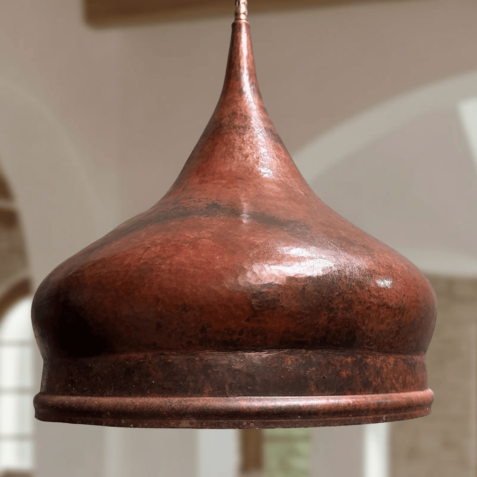 Hammered Copper Onion Dome Pendant – Rustic Ceiling Fixture for Kitchens - BRASSDORIA