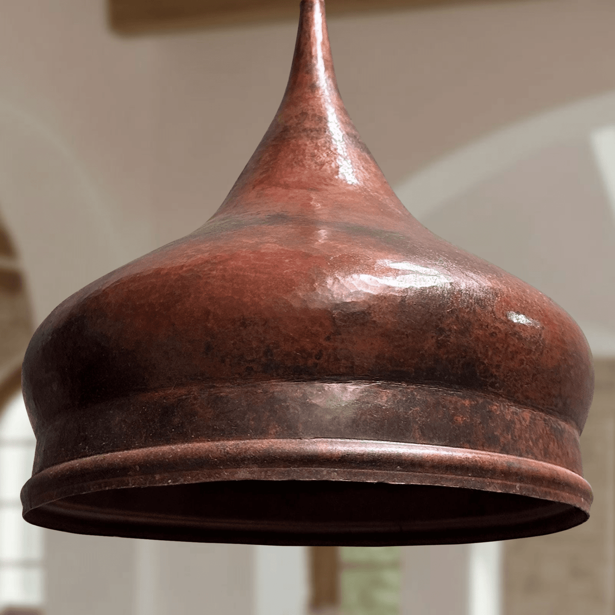 Hammered Copper Onion Dome Pendant – Rustic Ceiling Fixture for Kitchens - BRASSDORIA