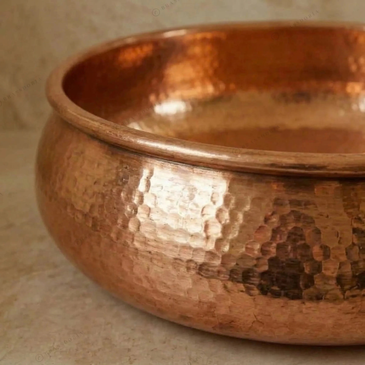 Hammered Copper Sink – Shiny Handmade Vessel Basin - BRASSDORIA