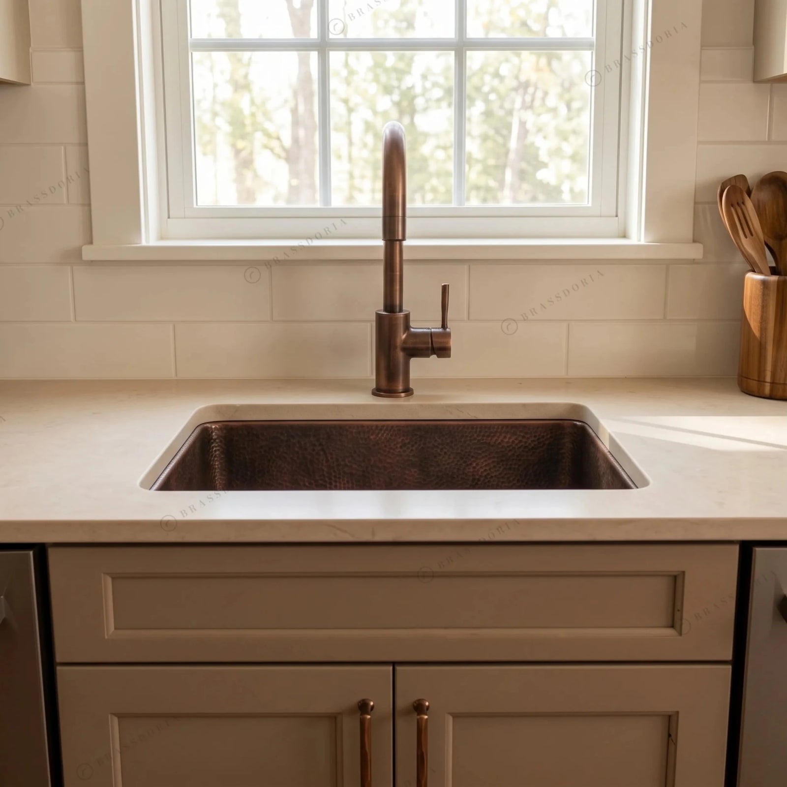 Hammered Copper Top Mount Sink – Nebula - BRASSDORIA
