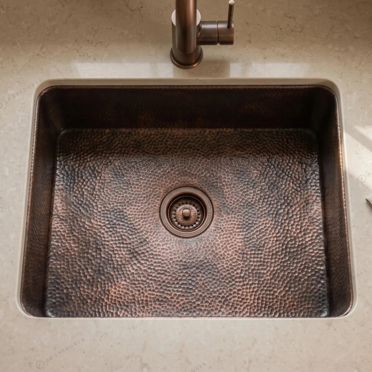 Hammered Copper Top Mount Sink – Nebula - BRASSDORIA