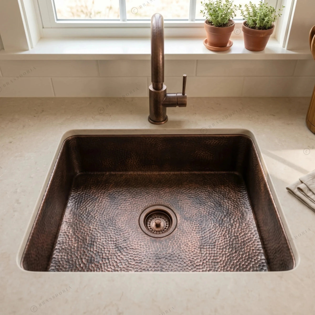Hammered Copper Top Mount Sink – Nebula - BRASSDORIA
