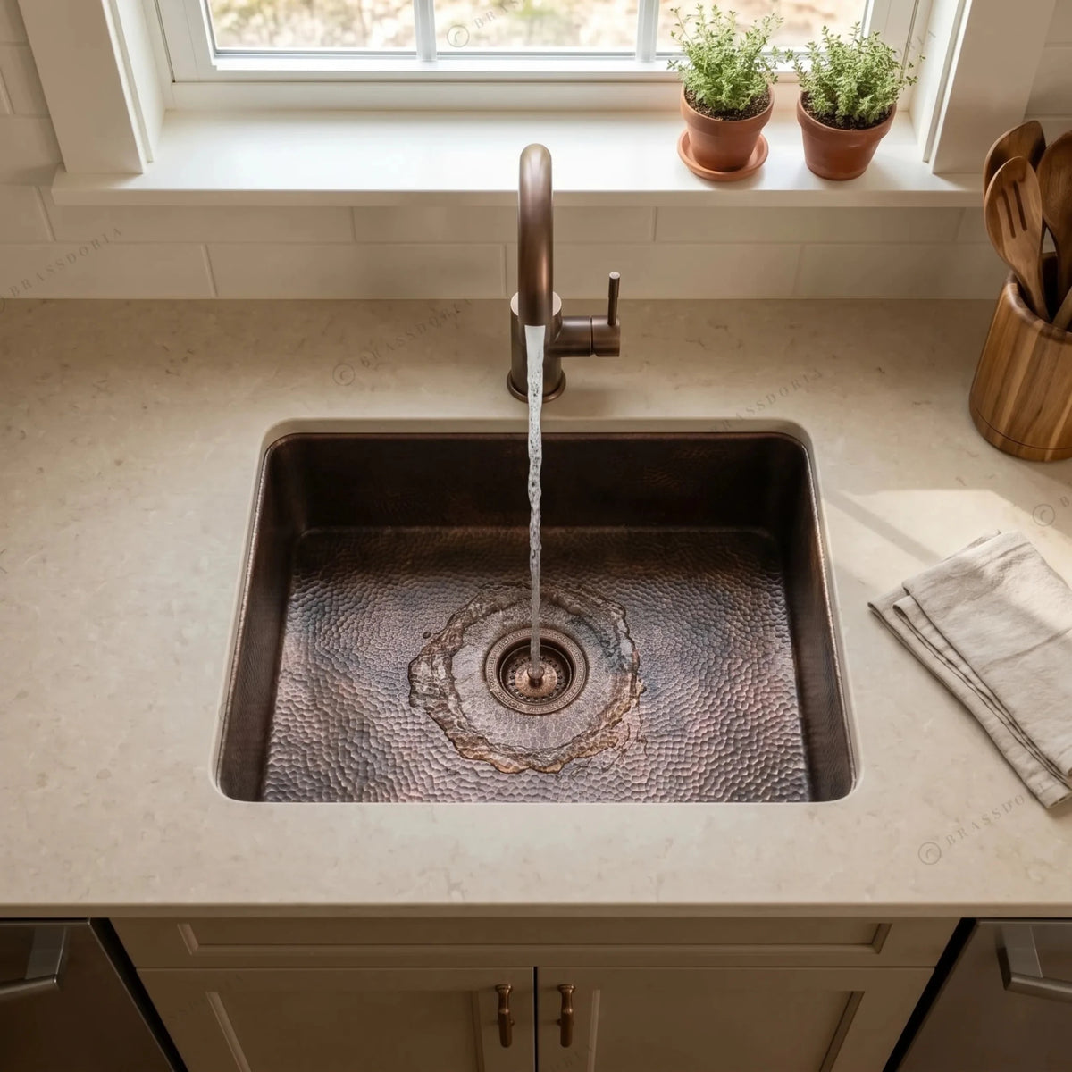 Hammered Copper Top Mount Sink – Nebula - BRASSDORIA
