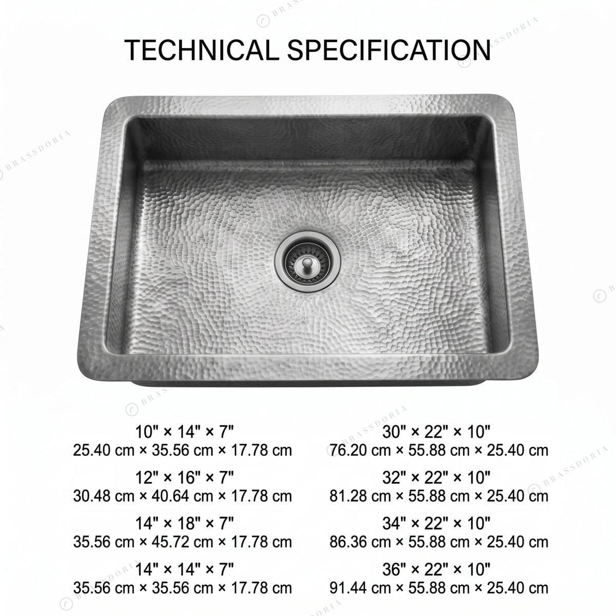 Hammered Copper Undermount Kitchen Sink - BRASSDORIA