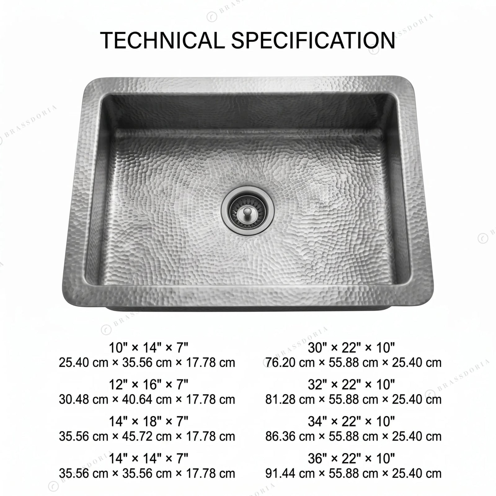 Hammered Copper Undermount Kitchen Sink - BRASSDORIA