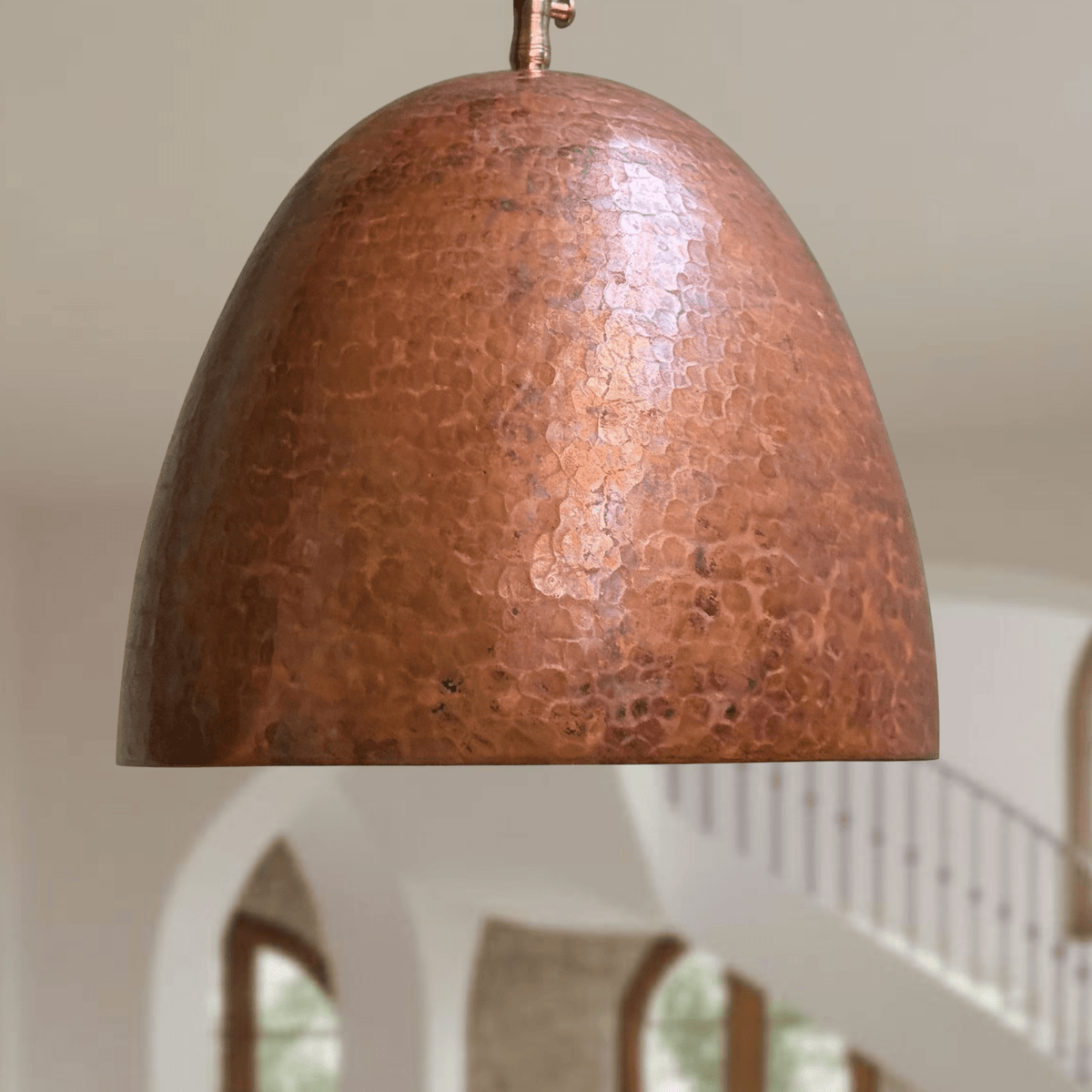 Hammered Rustic Copper Pendant – Dome Ceiling Light for Farmhouse Kitchens - BRASSDORIA