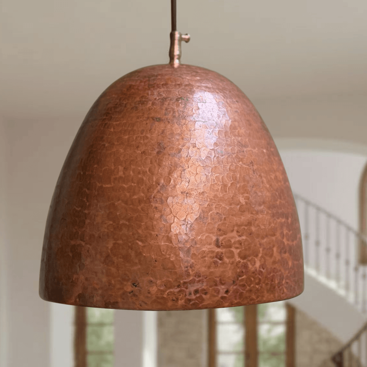 Hammered Rustic Copper Pendant – Dome Ceiling Light for Farmhouse Kitchens - BRASSDORIA