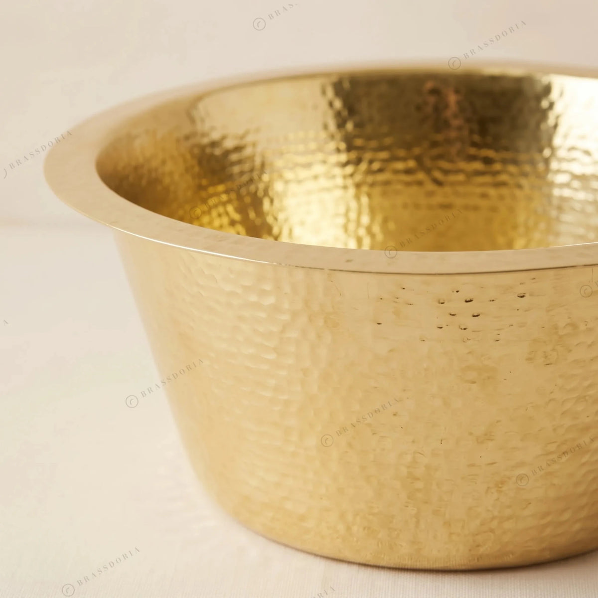 Hammered Unlacquered Brass Round Bar Sink – Round Brass Prep Sink - BRASSDORIA