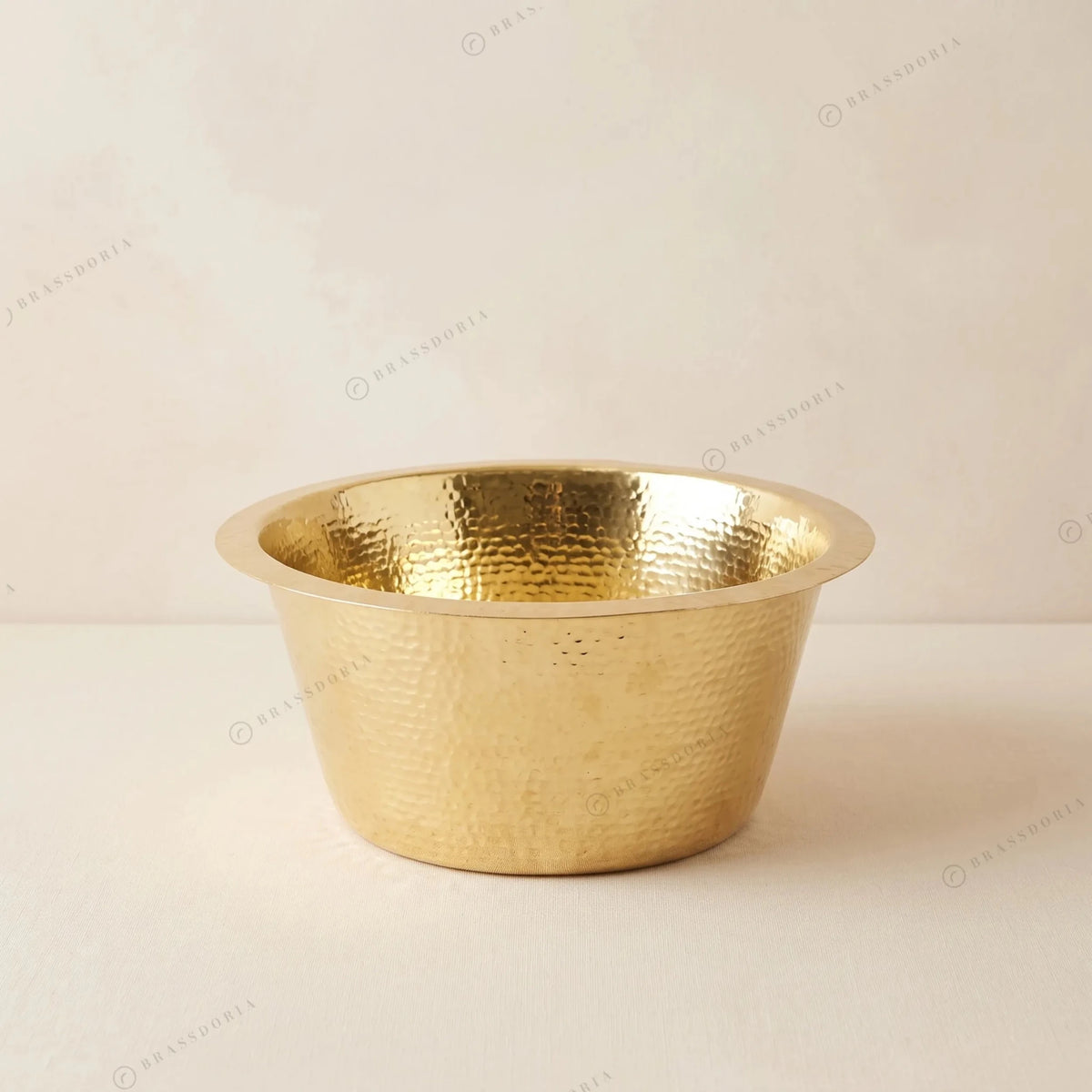 Hammered Unlacquered Brass Round Bar Sink – Round Brass Prep Sink - BRASSDORIA