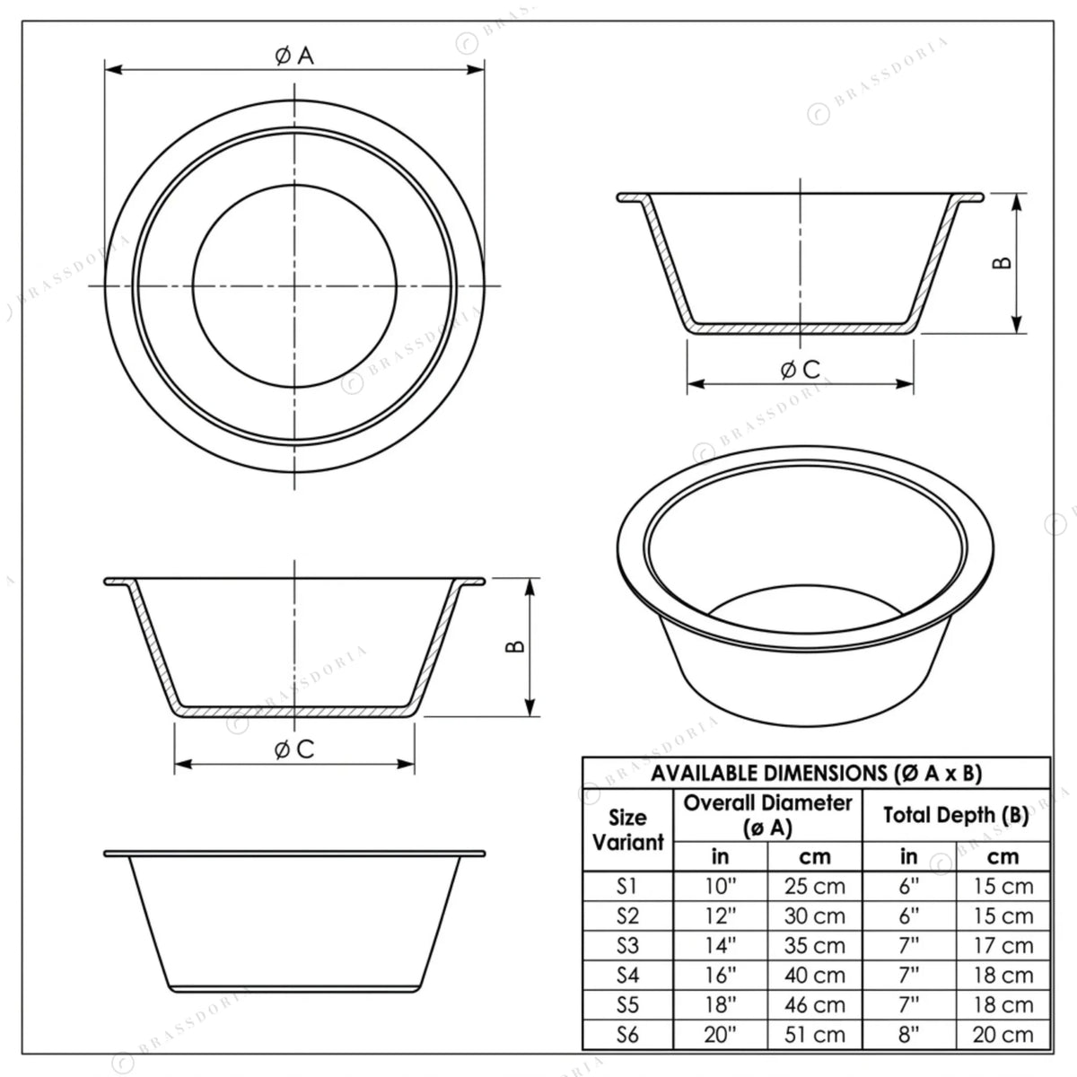 Hammered Unlacquered Brass Round Bar Sink – Round Brass Prep Sink - BRASSDORIA