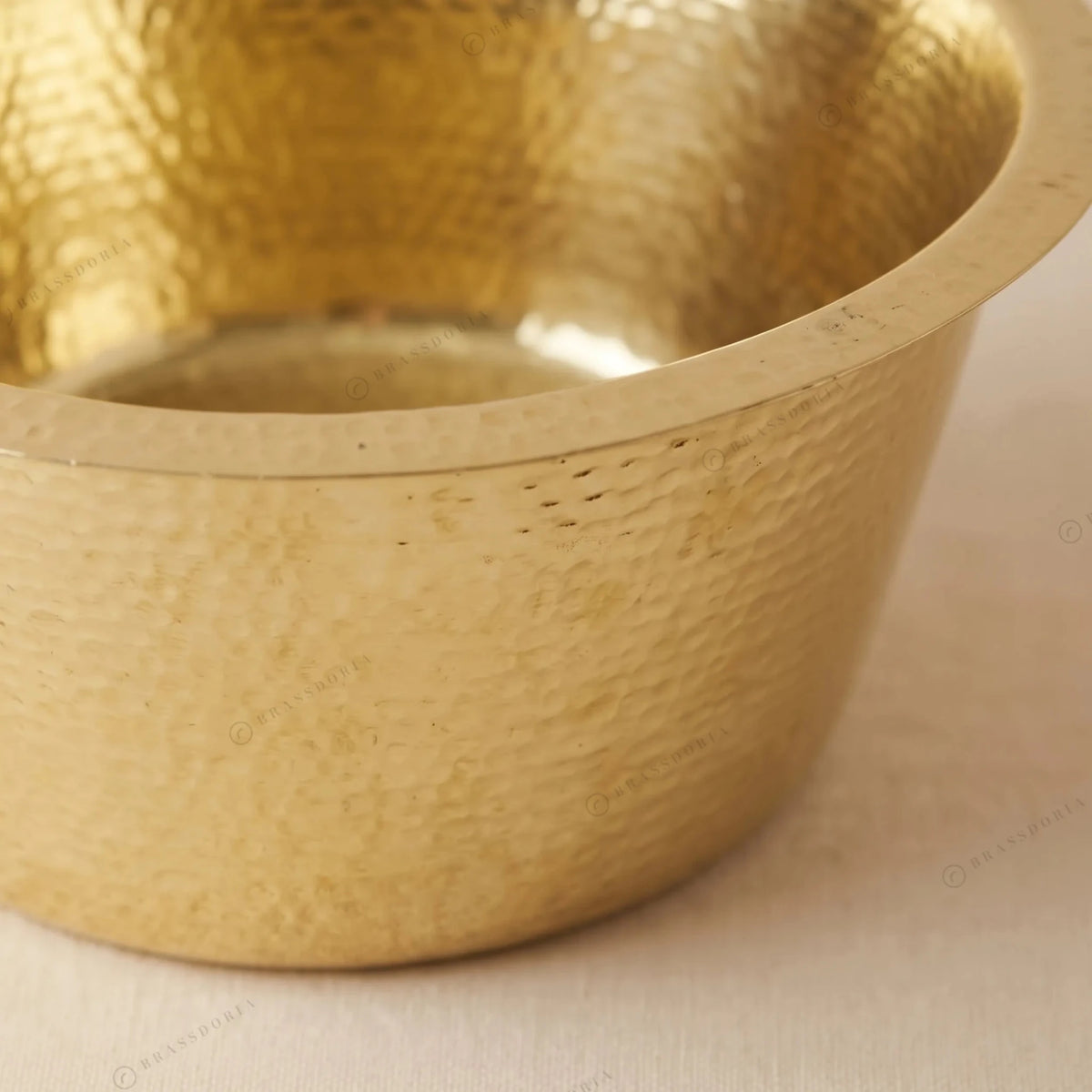 Hammered Unlacquered Brass Round Bar Sink – Round Brass Prep Sink - BRASSDORIA