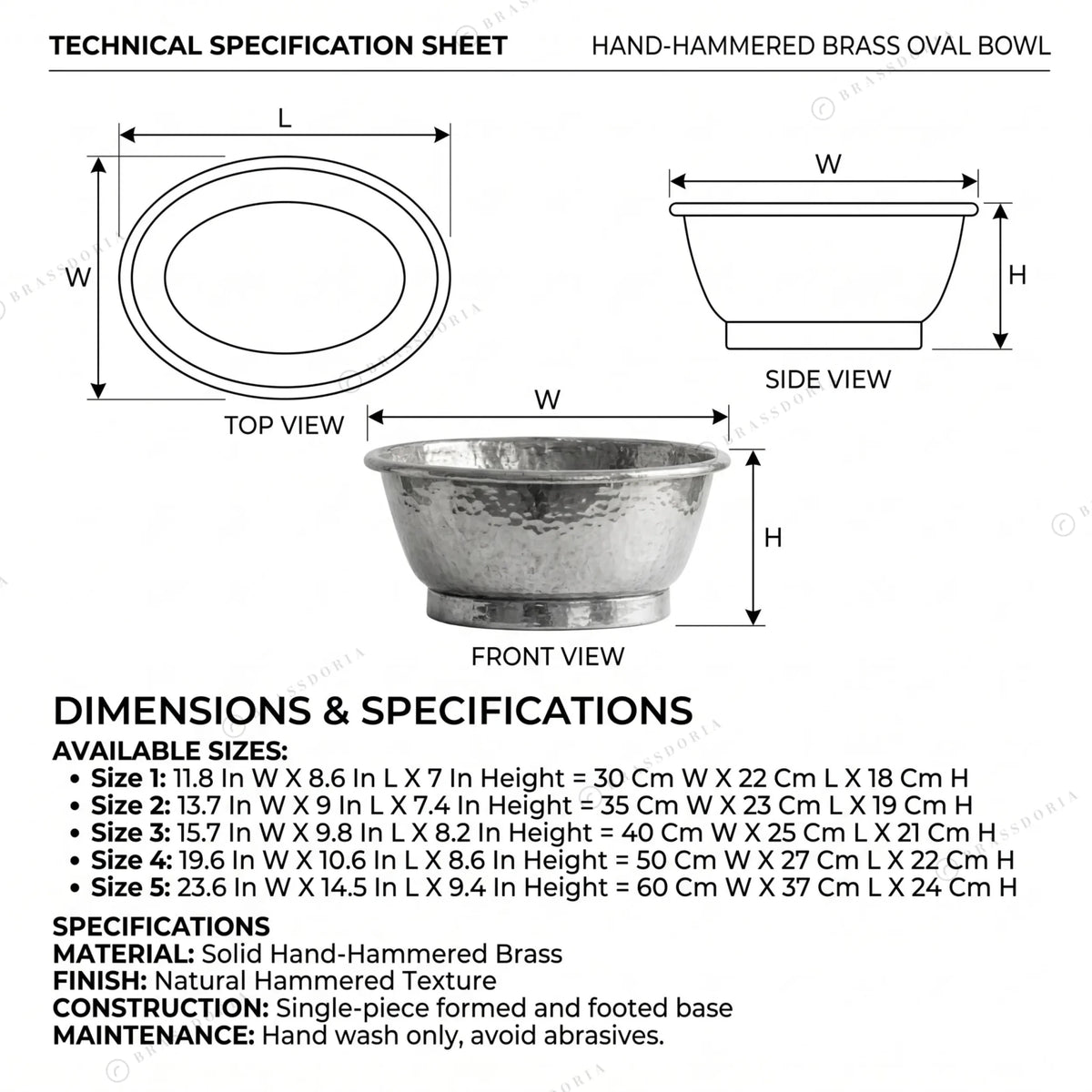 Hand-Hammered Brass Bathroom Wash Basin – Vessel Sink Tub - BRASSDORIA