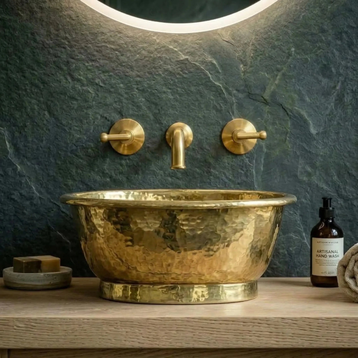 Hand-Hammered Brass Bathroom Wash Basin – Vessel Sink Tub - BRASSDORIA