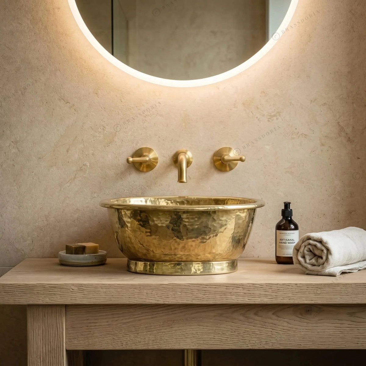 Hand-Hammered Brass Bathroom Wash Basin – Vessel Sink Tub - BRASSDORIA