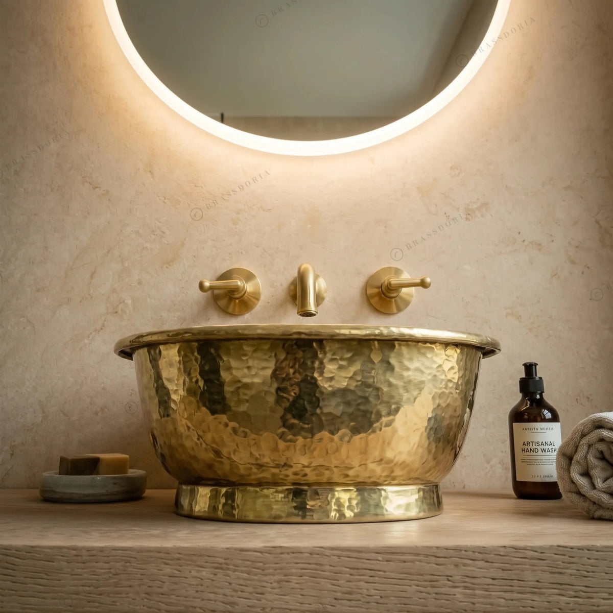 Hand-Hammered Brass Bathroom Wash Basin – Vessel Sink Tub - BRASSDORIA