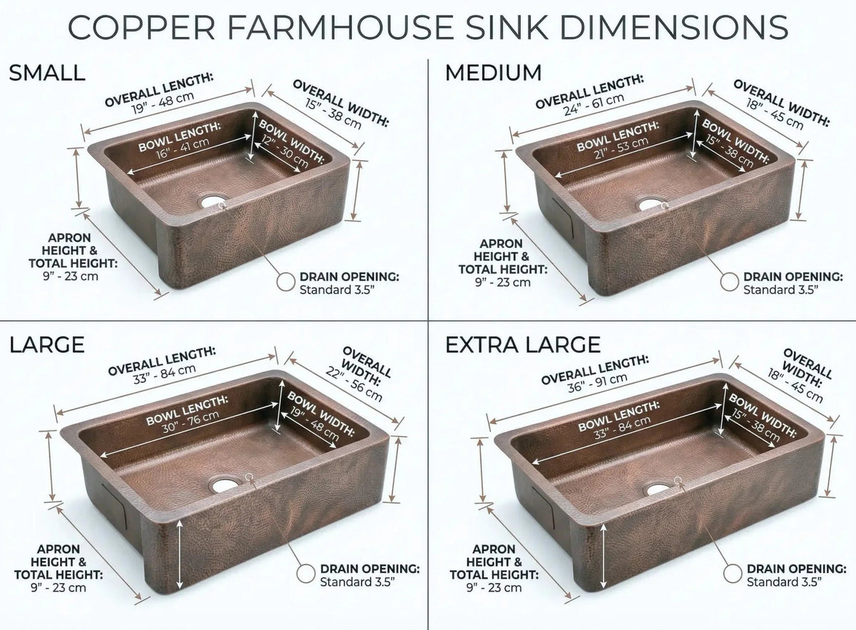 Hand-Hammered Copper Double Bowl Farmhouse Sink, Antique Moroccan Apron-Front Kitchen Basin - BRASSDORIA