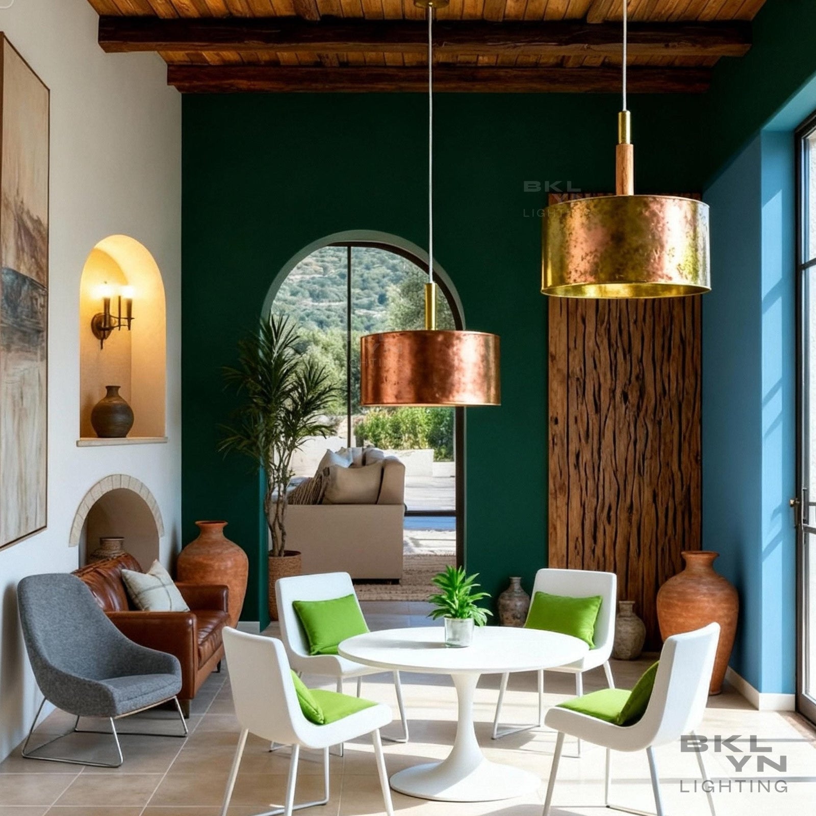 Hand-Hammered Copper Drum Pendant Light – Artisan Ceiling Fixture • Modern Rustic Kitchen Island & Dining Room Lighting - BRASSDORIA