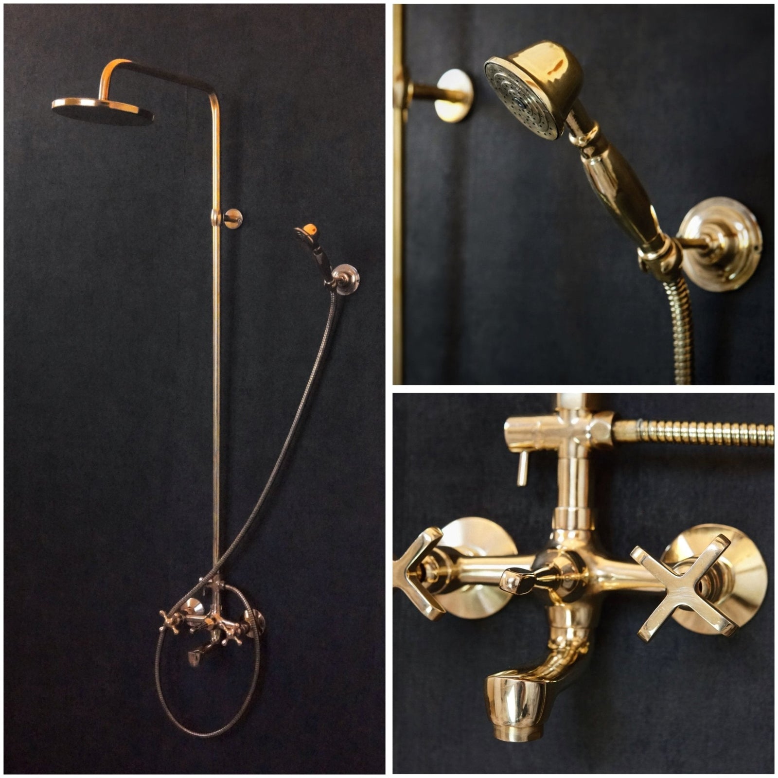 Handcrafted Solid Brass Shower System with Tub Filler - BRASSDORIA