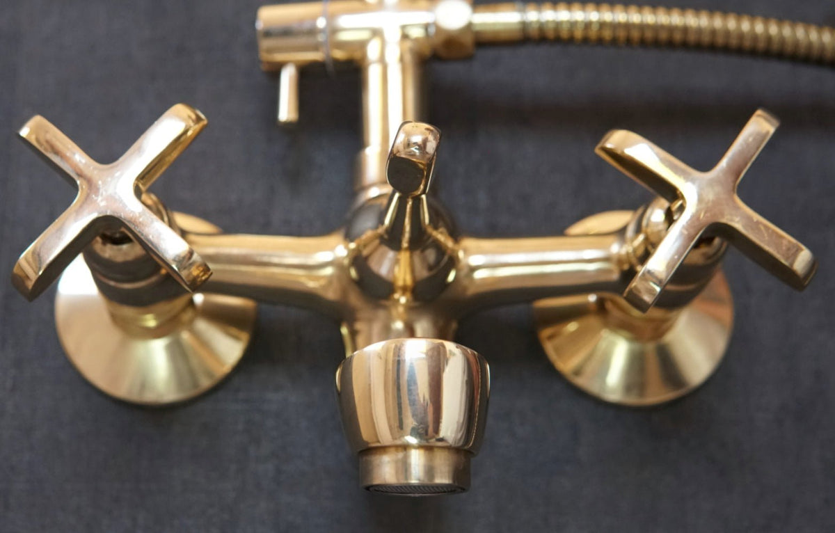 Handcrafted Solid Brass Shower System with Tub Filler - BRASSDORIA