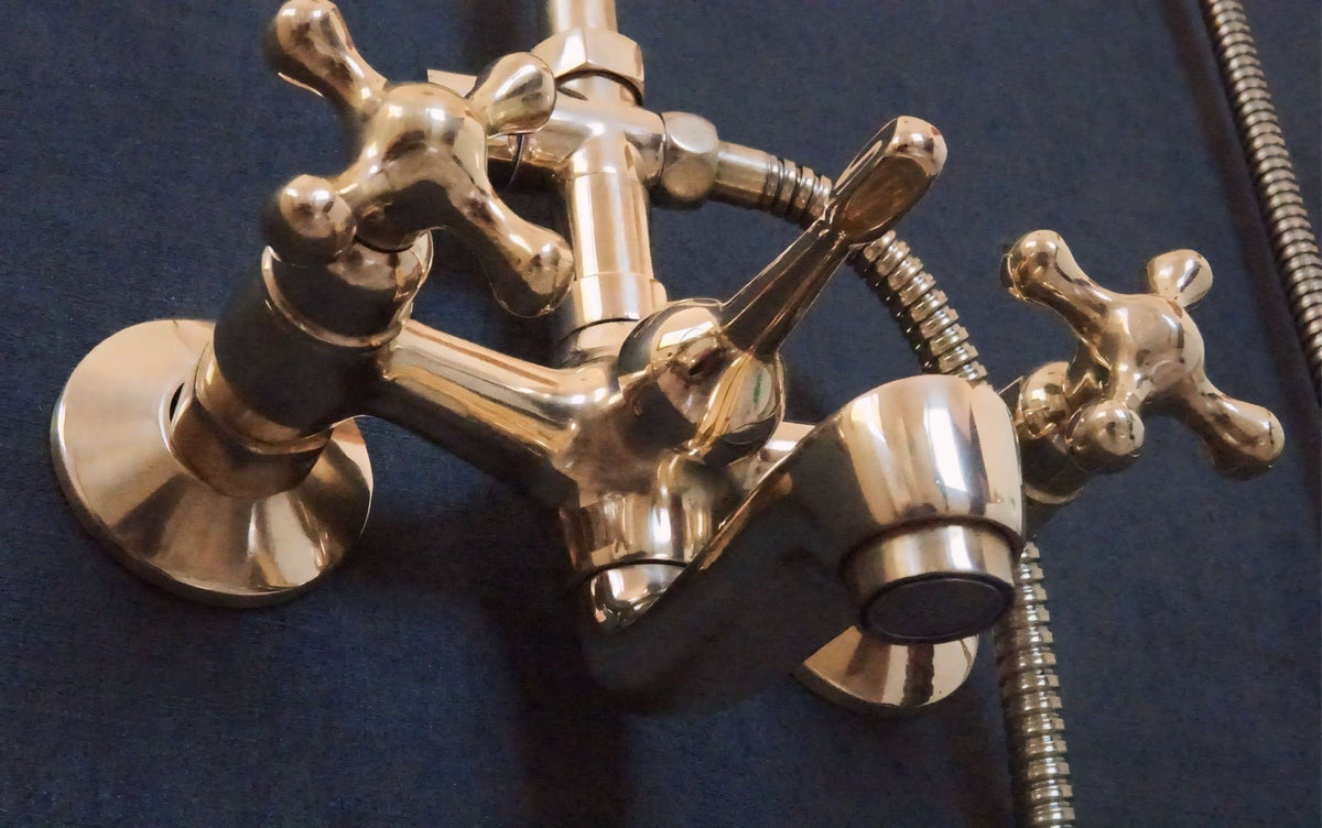 Handcrafted Solid Brass Shower System with Tub Filler - BRASSDORIA