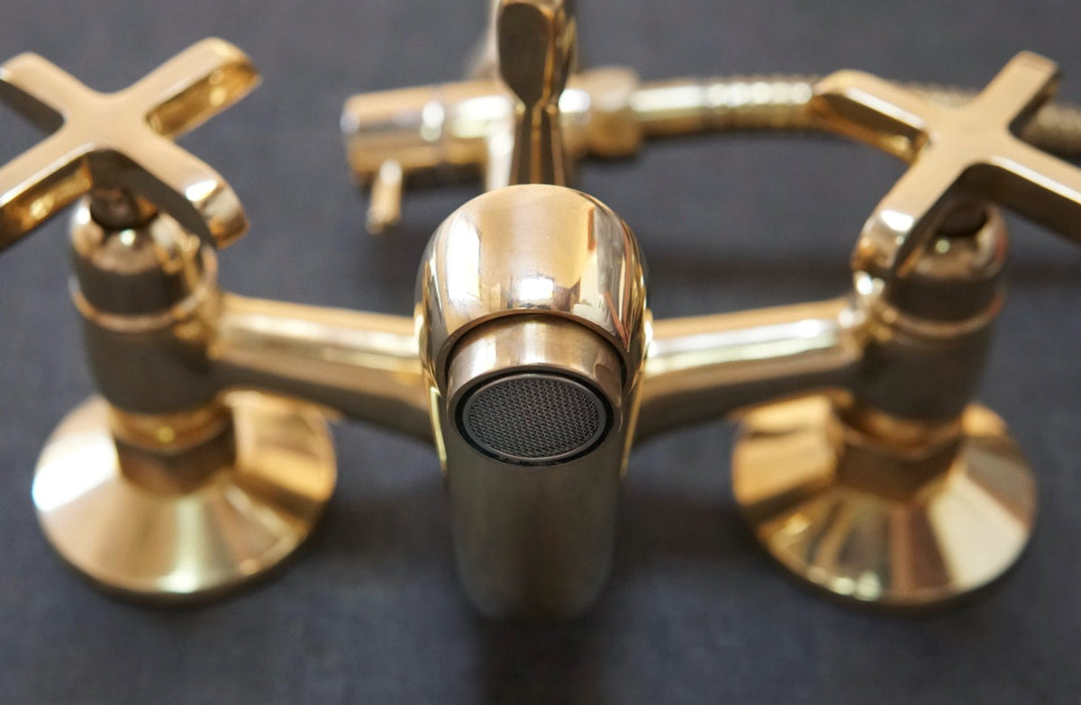 Handcrafted Solid Brass Shower System with Tub Filler - BRASSDORIA