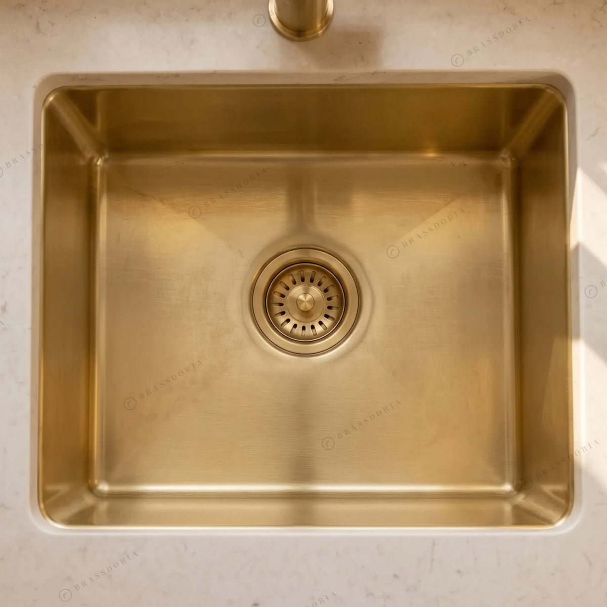 Handcrafted Undermount Brass Bar Sink – Square Kitchen Prep Basin with Drain - BRASSDORIA