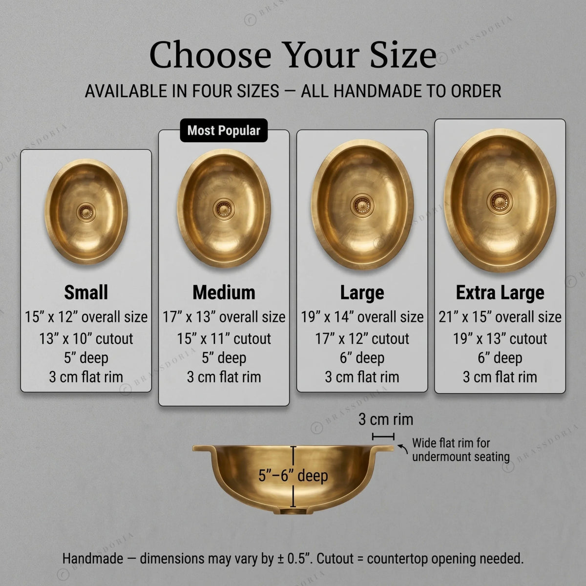 Handmade Hammered Bathroom Sink – Unlacquered Solid Brass Oval Basin - BRASSDORIA