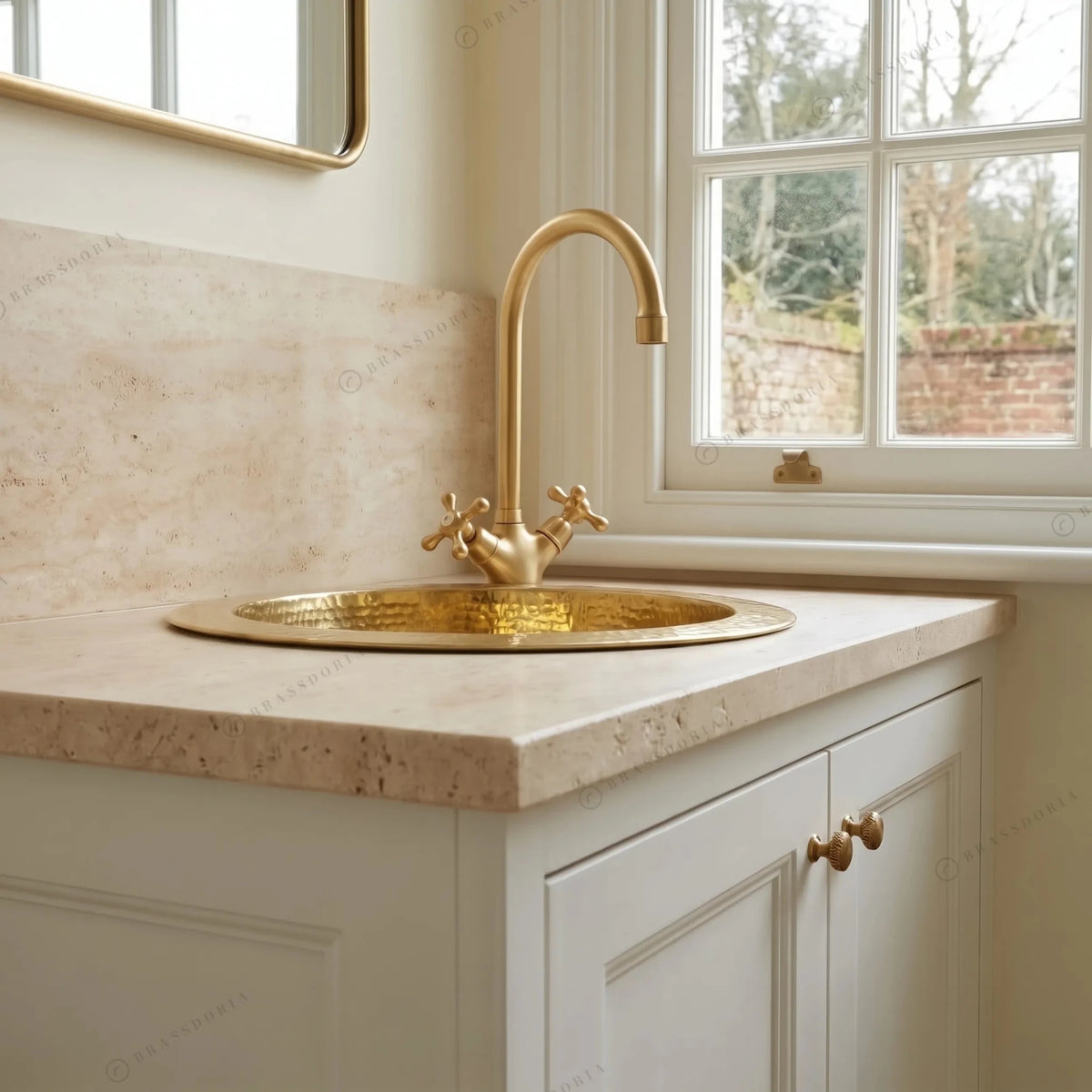 Handmade Hammered Brass Round Sink – Solid Unlacquered Brass Bar Basin - BRASSDORIA