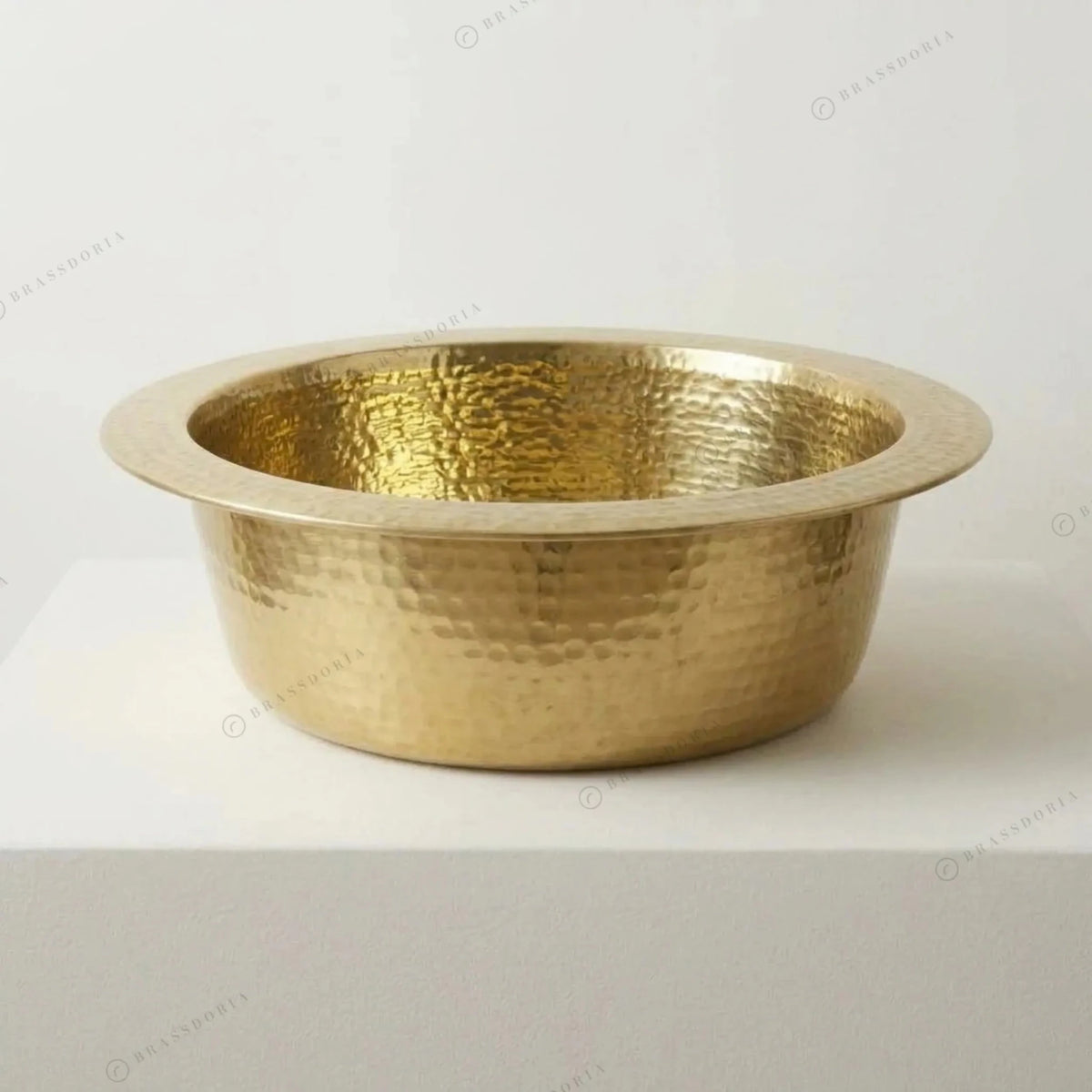 Handmade Hammered Brass Round Sink – Solid Unlacquered Brass Bar Basin - BRASSDORIA