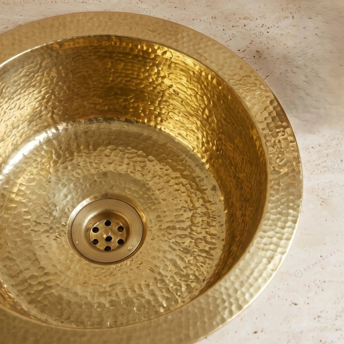 Handmade Hammered Brass Round Sink – Solid Unlacquered Brass Bar Basin - BRASSDORIA