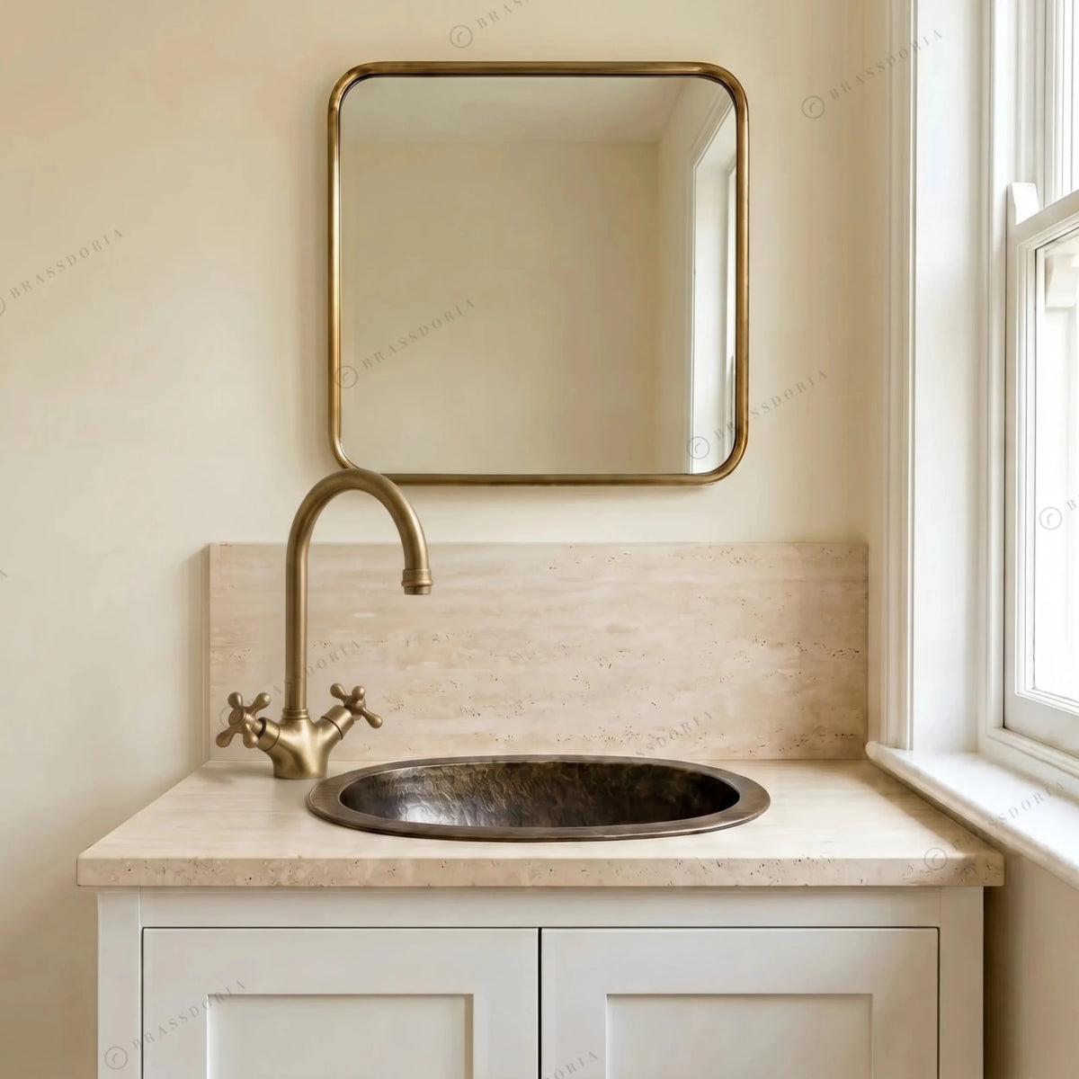 Oil Rubbed Bronze Bathroom Sink – Oval Patina Brass Handcrafted Drop-In Sink - BRASSDORIA