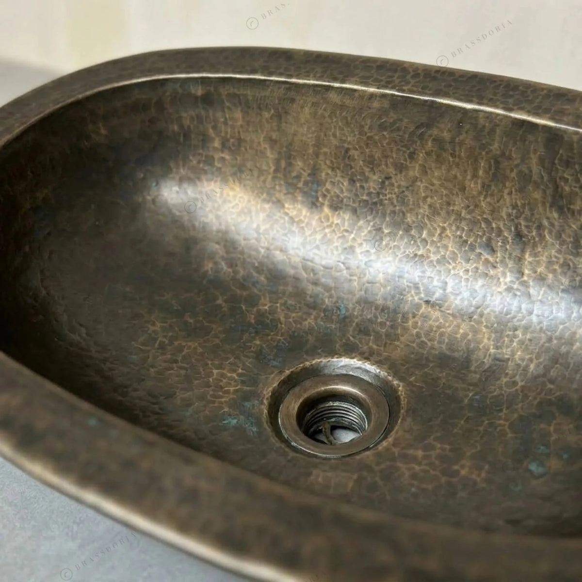 Oil Rubbed Bronze Bathroom Sink – Oval Patina Brass Handcrafted Drop-In Sink - BRASSDORIA