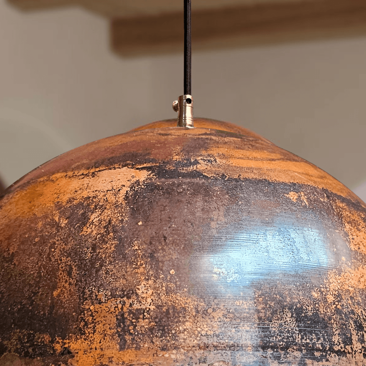 Oxidized Copper Dome Pendant – Rustic Ceiling Light for Farmhouse Kitchens - BRASSDORIA