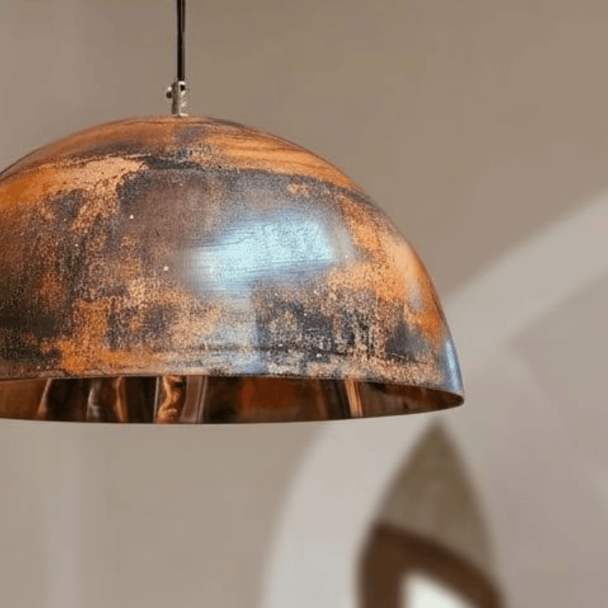 Oxidized Copper Dome Pendant – Rustic Ceiling Light for Farmhouse Kitchens - BRASSDORIA